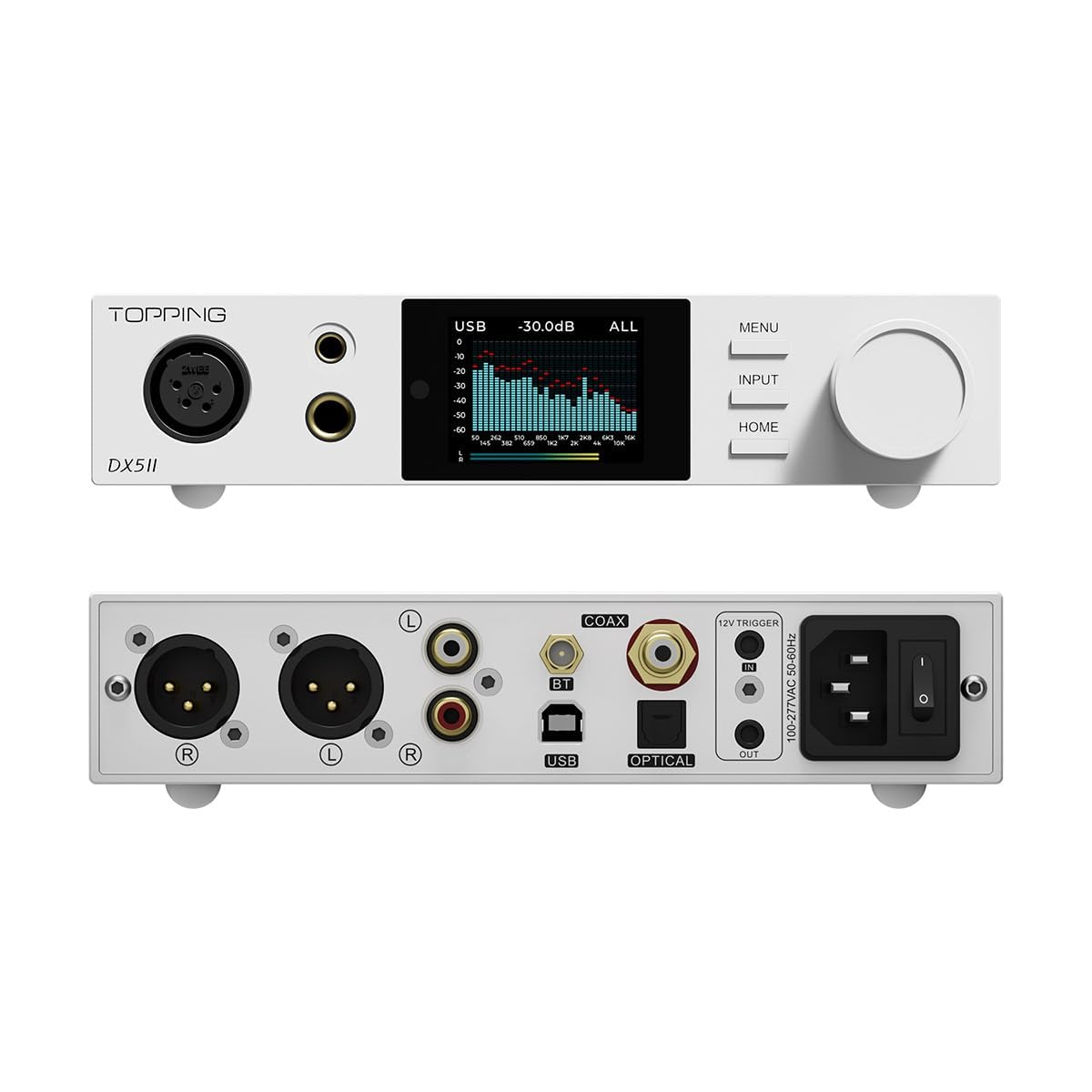 Topping DX5 II DAC Amplificador de Auriculares con Bluetooth 5.1, Chip DAC ES9039Q2M, Amplificación X-Hybrid, Ecualización de 10 Bandas y Salidas Balanceadas, USB XMOS, Alta Resolución, RC, White