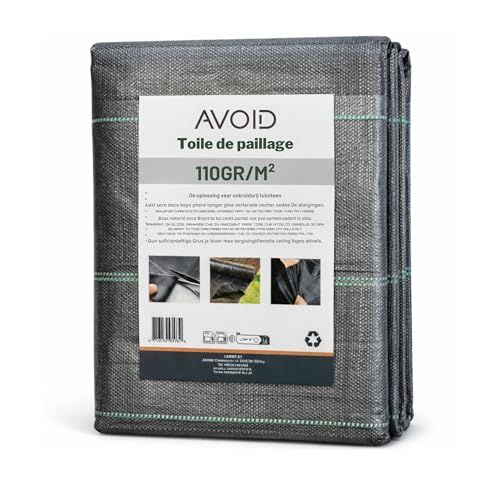 AVOID Toile de Paillage Géotextile 4m x 5m 110 g/m² Perméable – Barrière Anti Mauvaises Herbes pour Jardin, Massifs et Potager