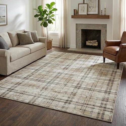 Tapete decorativo lavable 8x10 beige rectangular miniatura 1