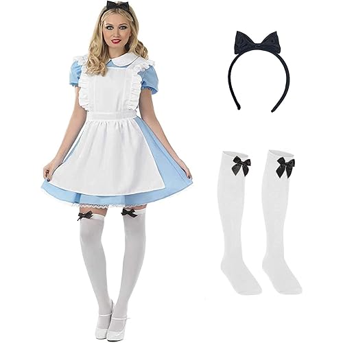 Fun Shack Alice Costume For Women Fairytale Blue Halloween Dress Available in Sizes Small Medium Large XL