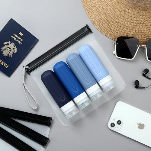 Clear Toiletry Bag, 4 Pack TSA Approved Security Travel Toiletry Bag Carry on Travel Accessories Bag Airport Airline Quart Size Bags Water Repellent Makeup Cosmetic Bag for Women4