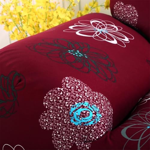 Housse de canapé extensible 3 places rouge en polyester et spandex avec taie