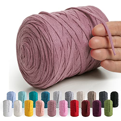 MeriWoolArt Cinta de hilo de algodón, color violeta, 10 mm, para tejer, macramé, ganchillo, tejer, cinta de regalo, 150 m de cinta de algodón (ciruela)