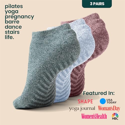 Gripjoy Grip Socks 3-Pack, Non Slip Socks for Yoga, Pilates, Barre, Dance2