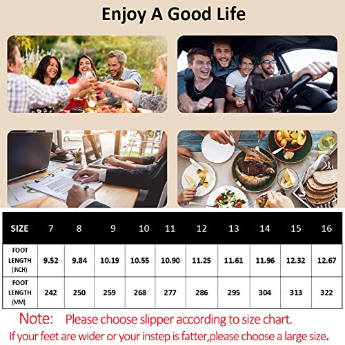 Git-Up Men Memory Foam Diabetic Slippers Adjustable Arthritis Edema Swollen Feet Wide House Shoes Comfy Soft Non-Slip Plus Size Indoor Outdoor Slipper,Black,11 D(M). #TOP5