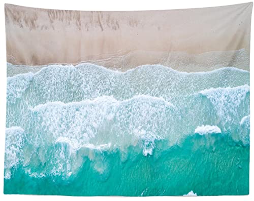 Tapisserie vagues 270x180cm grand format imprimé ocean green wave décor mural