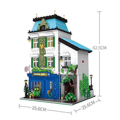 n.g. Wohnkultur Architektur Bausteine Modell 3331Pcs Europäischer Blumenladen MOC Stadthaus Straßenansicht Stadthaus… – Bild 4