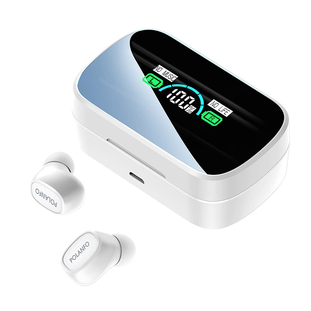 Buy Bluetooth Headphones,Polanfo Wireless Earbuds with LED Mirror