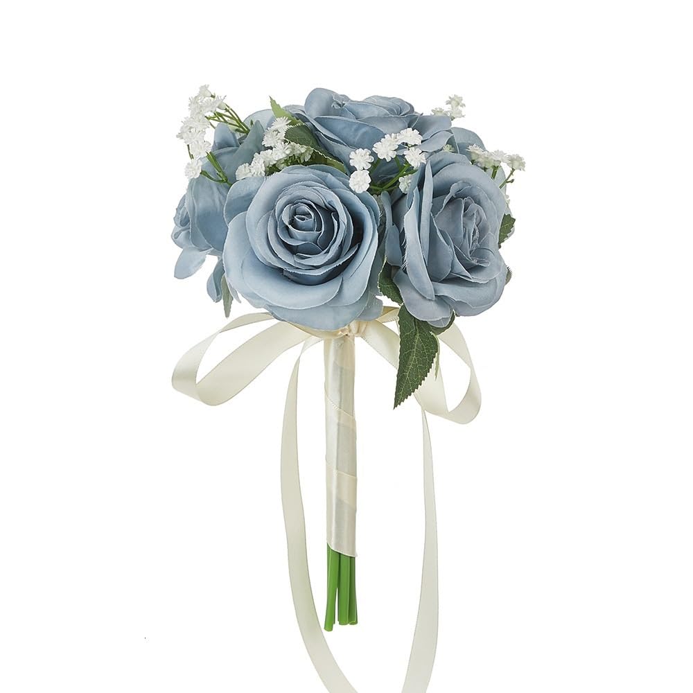 Huffa Blue Elegant Fake Wedding Bouquets For Certificates | Bridesmaid Floral Arrangements(Blue)