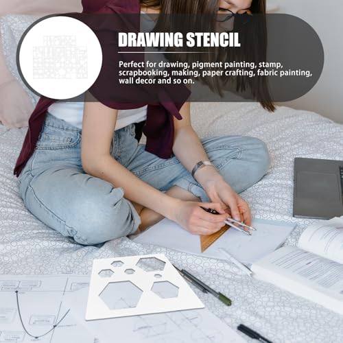Plantillas de dibujo geométricas KJHBV de plástico PET color marfil para manualidades DIY 18 uds 6