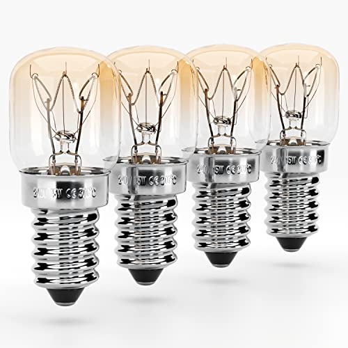 greate 4x Ampoule Four E14 15W - Ampoule pour four Whirlpool 300 degrés, blanc chaud - Lamp 15 Watts 75 lumens & 2700K