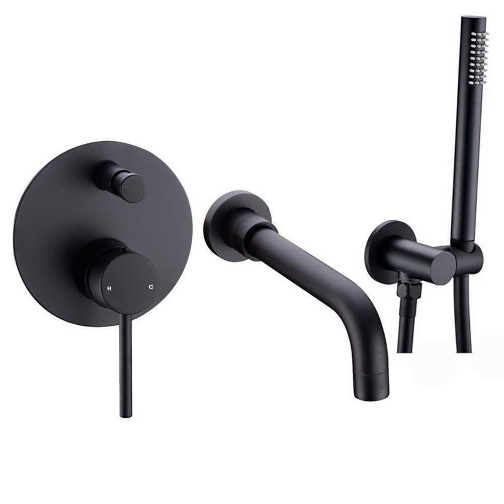 AYCDL Bathtub Faucets and Shower Heads Shower Set Mixer Valve 2 Function Bathtub Mixer Taps Hot and Cold Wall Mounted Bathroom Shower Faucet with Hand Shower,Gold.2,G,Black
