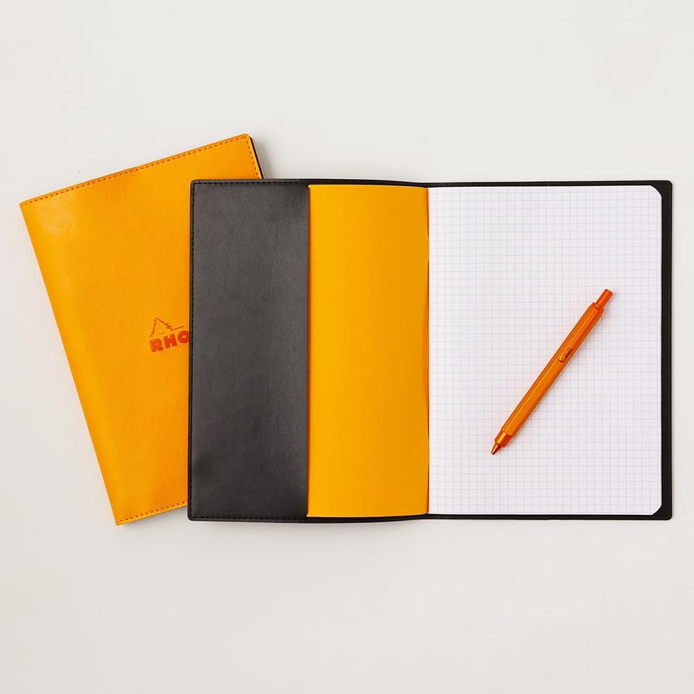 Rhodia cfa5pucvor PU Leather Cover, Orange (Stapled Notebook, A5, 0.2 inch (5 mm) Square Rule, Orange Included