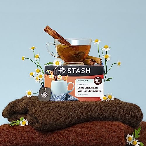 Image of Stash Tea Cozy Cinnamon Vanilla Herbal Tea - Naturally Caffeine Free, Non-GMO Project Verified Premium Tea with No Artificial Ingredients, 18 Count (Pack of 6) - 108 Bags Total