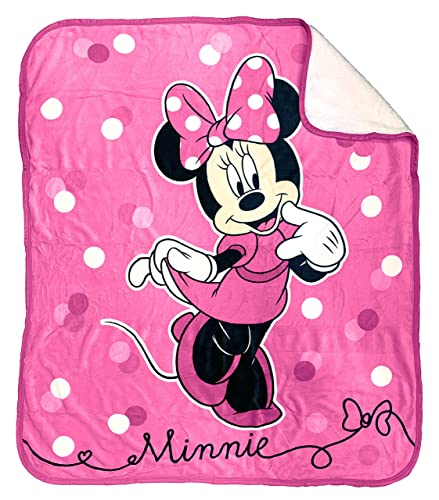 Jay Franco Disney Minnie Mouse Sweet Dots Sherpa Throw Blanket - Measures 50 x 60 inches, Kids Bedding - Fade Resistant Super Soft - (Official Disney Product)