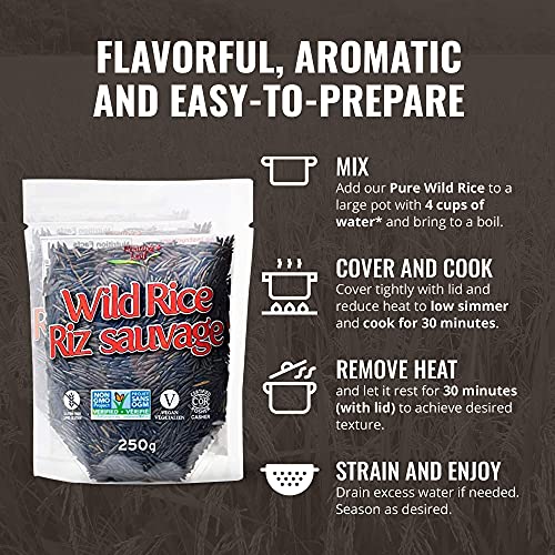 Floating Leaf - Wild Rice, All Natural, Non Gluten, Non-Gmo, Kosher And Vegan Pure Long Grain Wild Rice, Healthy Food For The Whole Family, Pack Of 3 X 250G #TOP2