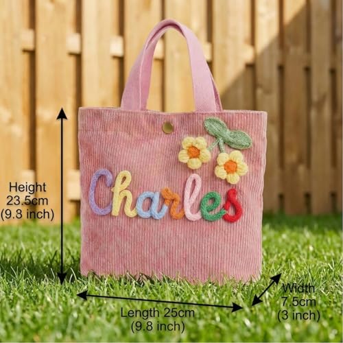 Bolsa Tote de Pana Personalizada con Flor 3D miniatura 5