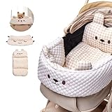 【秋冬対応のカイロ用ポケット付】PETTENA ペットカート用クッション 2点セット ひんやり両面仕様 IPX4防水 あごのせ枕付き 関節サポート＆犬体工学設計 洗えるふわふわベッド 小中型犬向け (ベージュ)