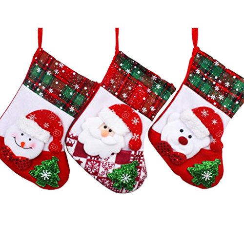 Glield SDW03 Weihnachtsstrumpf zum Aufhängen, Weihnachtsmann, Schneemann & Bär Cover