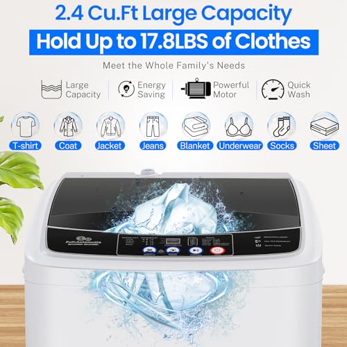 Nictemaw 17.8LBS Portable Washing Machine, Full Automatic Portable Washer with 10 Programs & 8 Water Levels, Compact Laundry Washer and Spin Dryer with Drain Pump, Energy Saving for Apartment/Dorm/RV - Image 4