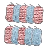 Healeved 10個 洗浄スポンジ キッチン用こすりスポンジ コンパクト 軽量 速乾性