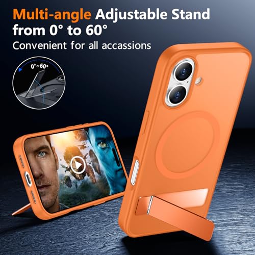 SPIDERCASE Magnetic for iPhone 16 Case,with [3 Stand Ways] [Military Grade Drop Protection] with Invisible Stand Shockproof Slim Phone Case for iPhone 16 6.1'',Orange by SPIDERCASE - Used condition - Image 5