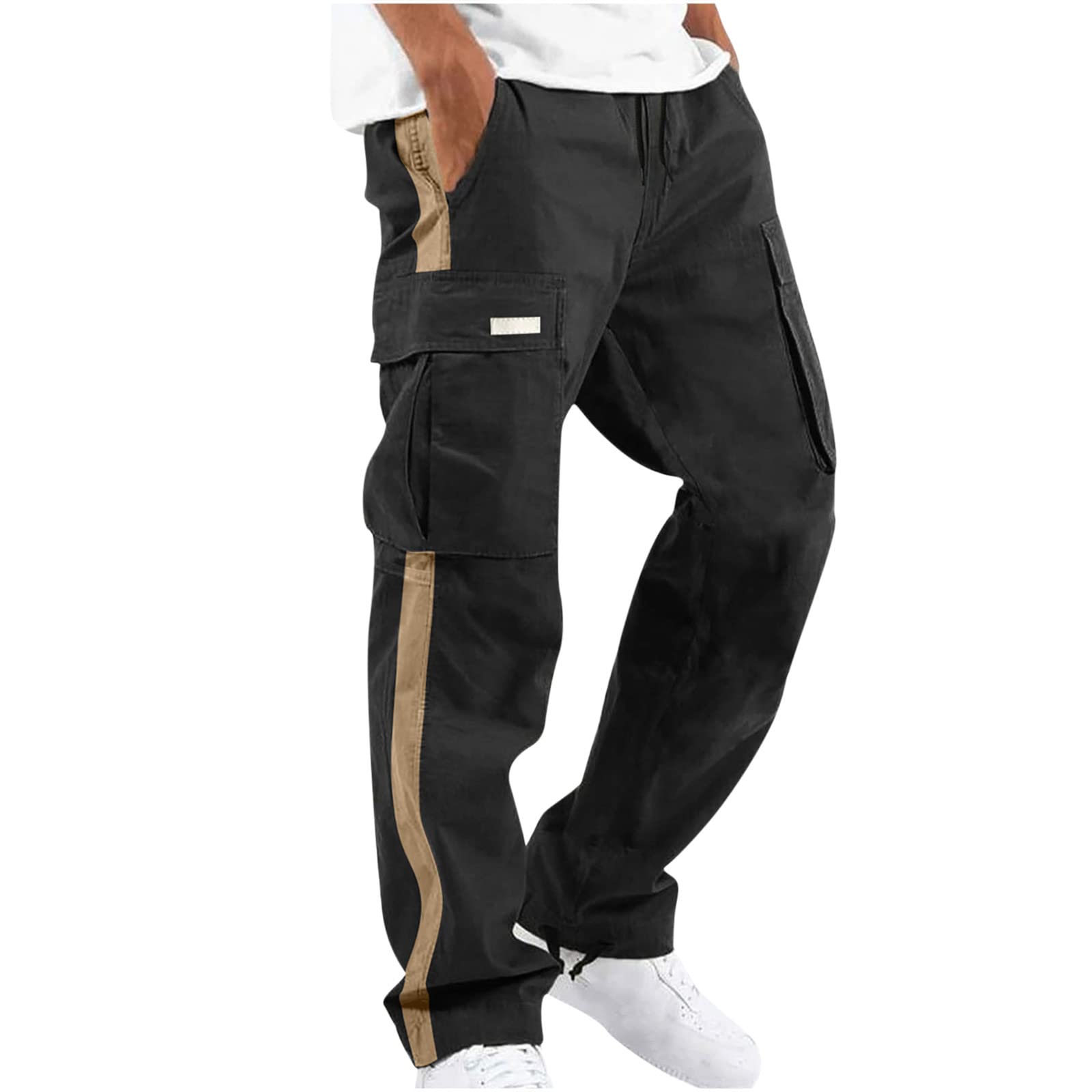 Lightweight Drawstring Cargo Pants for Men Stretch Cotton Work Pants Outdoor Tactica Sweatpants Casual Workout Jogger