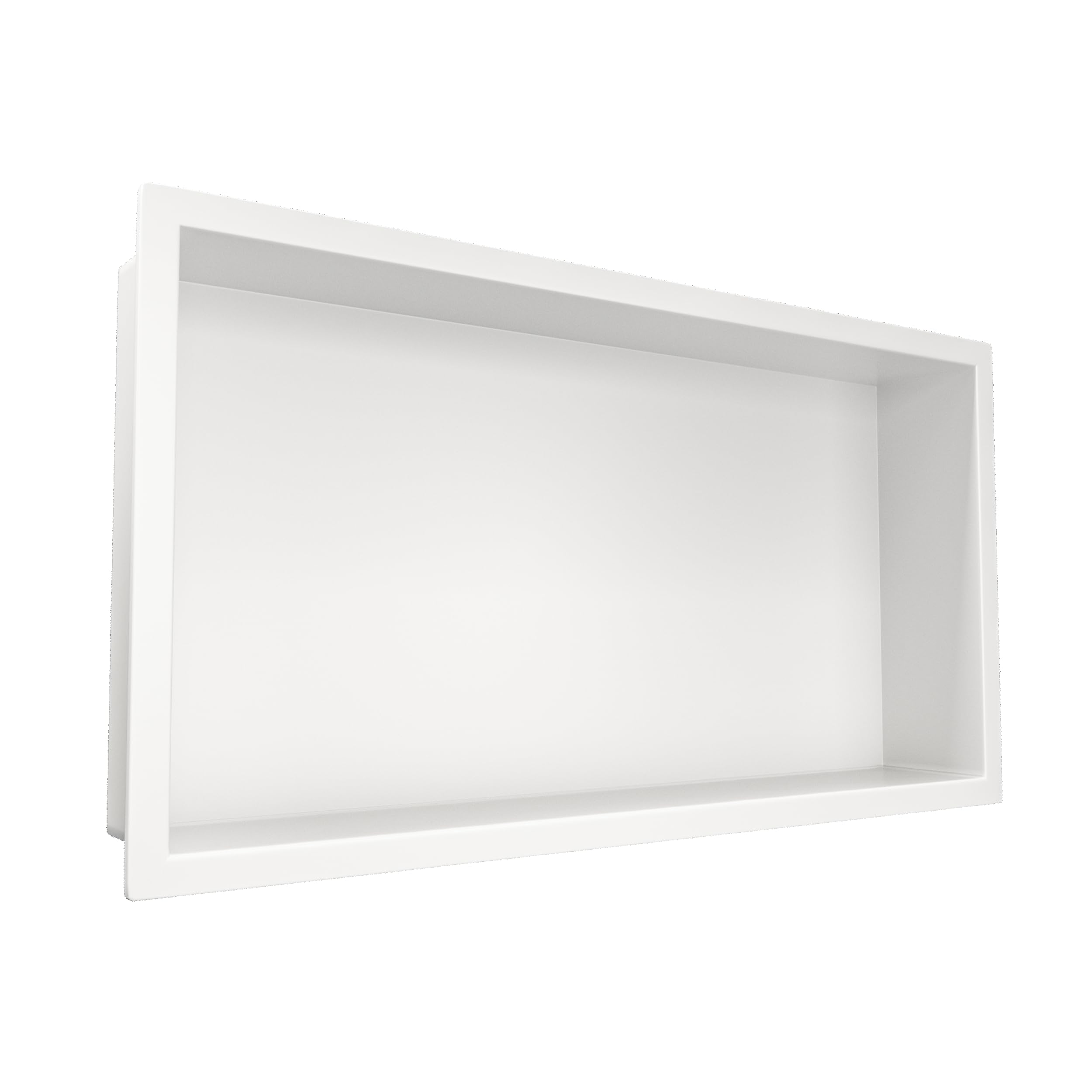 Wall-Box One Duschnische 60 x 20 x 10 cm, Edelstahl AISI 304, Weiß | Edelstahl AISI 304, Rahmen 18,7 mm, 1 % Gefälle, 100 % wasserdicht, 10 J. + 2 J. Beschichtung