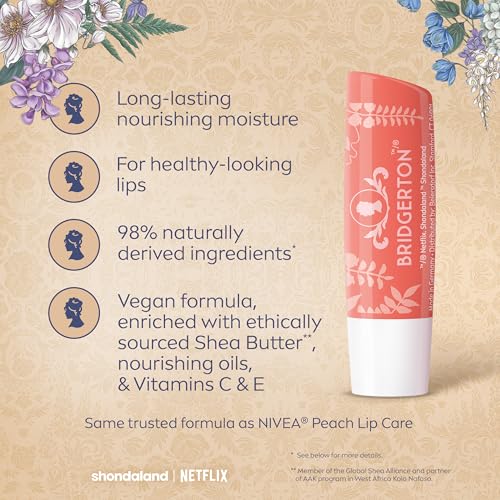 Image of NIVEA Peach Tea Lip Care, Bridgerton Design Lip Balm, 0.17 OZ