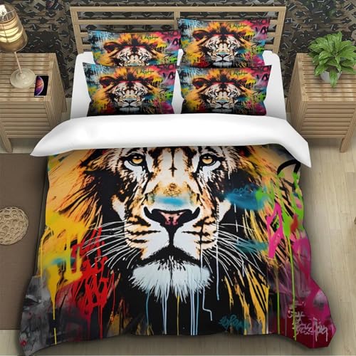 Housse de couette lion hypoallergique en microfibre douce avec zip solide - 5