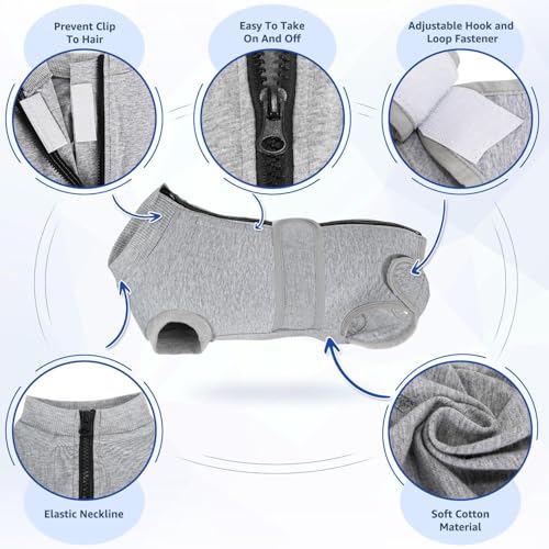 Image of SlowTon Dog Surgery Recovery Suit - Zipper On Dog Onesies After Surgery for Female Male Dogs, Abdominal Wounds Bandages Cone /E-Collar Alternative Dogs Surgical Body Suit (G, XS)