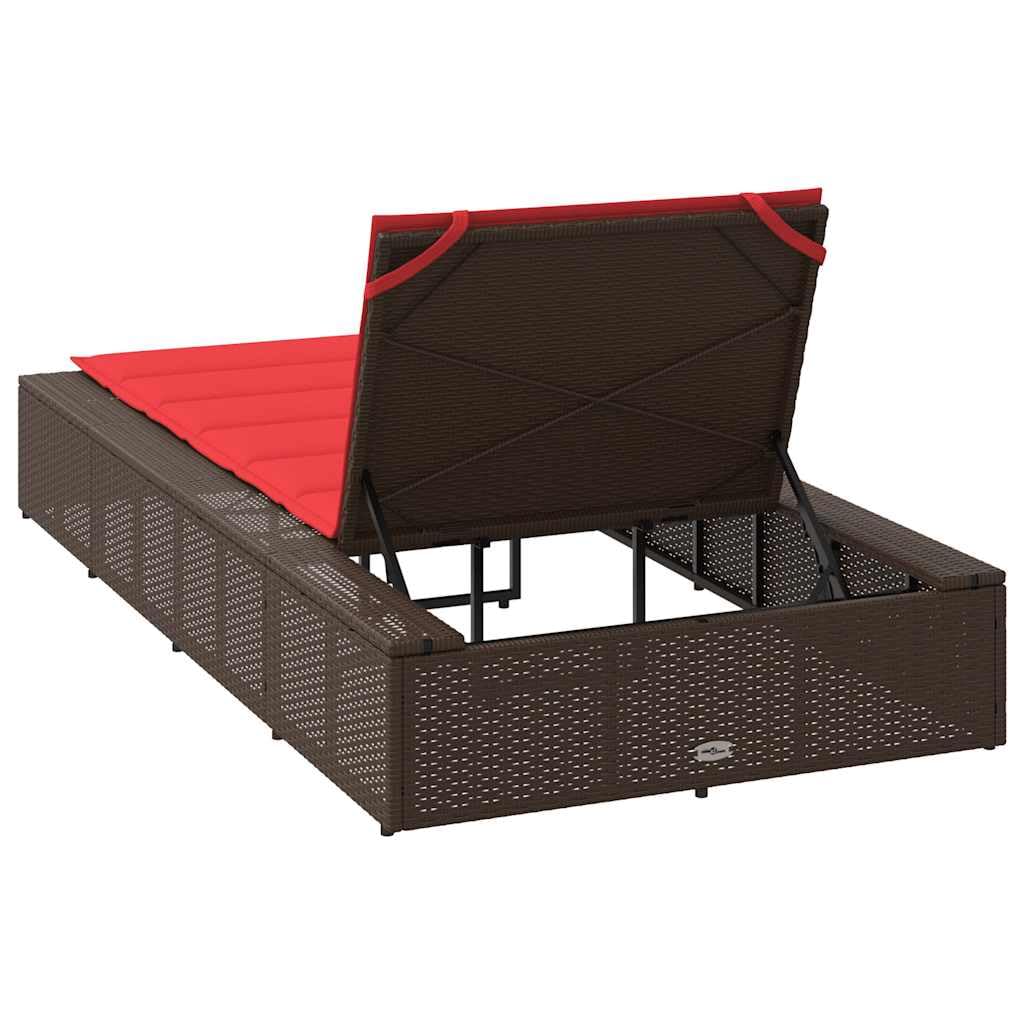 Tumbona flotante marrón de poliratán, respaldo ajustable con 3 posiciones, marco de acero pulverizado, muebles de jardín resistentes a la intemperie
