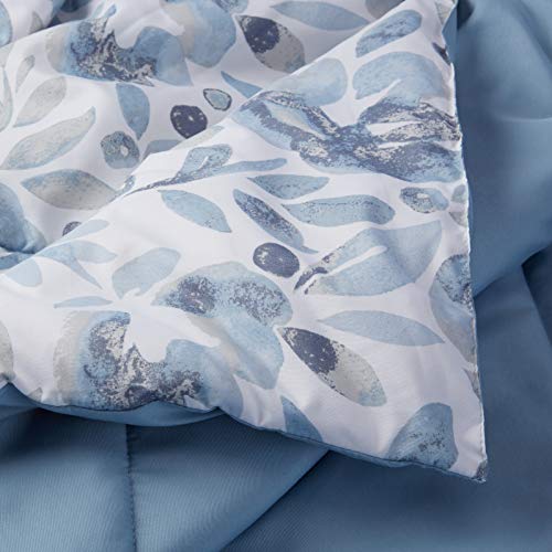 Amazon Basics 8-Piece Bed-in-a-Bag - Soft, Easy-Wash Microfiber - Twin/Twin XL, Blue Watercolor Floral - Image 5