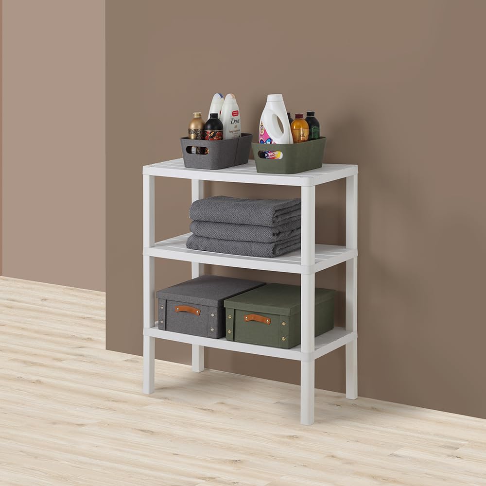 Inbagno Scaffale 3 Ripiani Plastica 34x69x85 Cm In Polipropilene Linea Woody