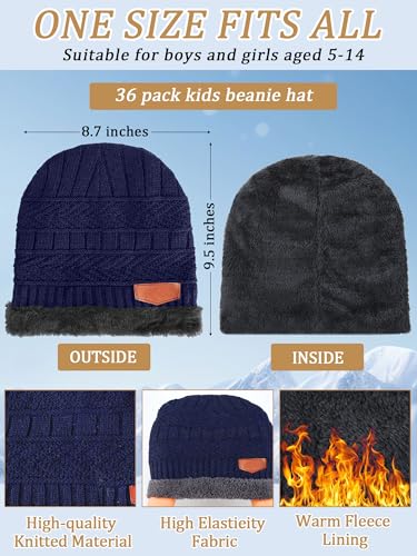 Toulite 72 Pcs Kids Winter Hats Gloves Bulk Warm Knitted fleece Beanie Knitted Gloves Cold Weather for Boys Girls Homeless2