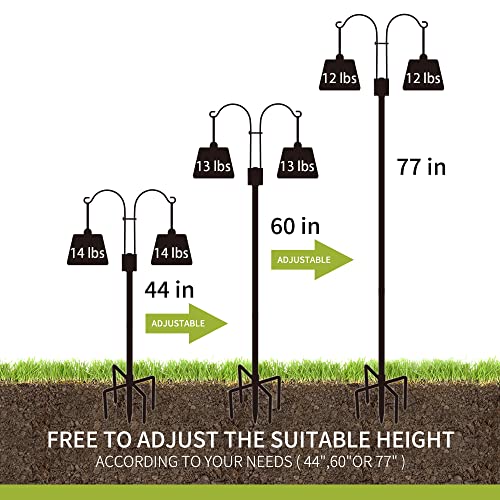 Double Shepherds Hooks For Outdoor, 2-Pack Heavy Duty Two Sided Garden Pole For Hanging Bird Feeder, Plant Baskets, Solar Light Lanterns, Garden Plant Hanger Stands With 5 Base Prongs （77 Inch） #TOP3