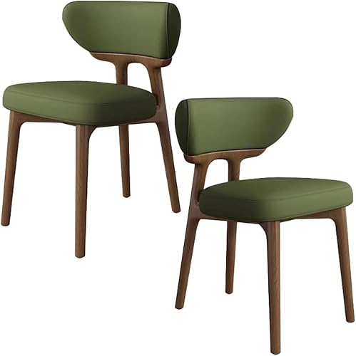 Miniatura 29 de YVYKFZD Sillas de comedor de madera maciza, juego de sillas de cocina sin brazos, silla de comedor con respaldo curvo, silla tapizada de cuero, para
