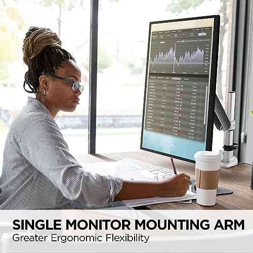 Image of ViewSonic LCD-MA-001 Spring-Loaded Monitor Desk Mounting Arm for 1 Monitor 32 Inches and Above Max 22 lbs, VESA Compatible, Full Ergonomic Adjustability, and 2-in-1 Mounting Base