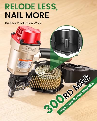 Image of meite CN70B Coil Nailer Pneumatic Nail Gun for 15 Degree 1-3 /4 inch to 2-3 /4 inch