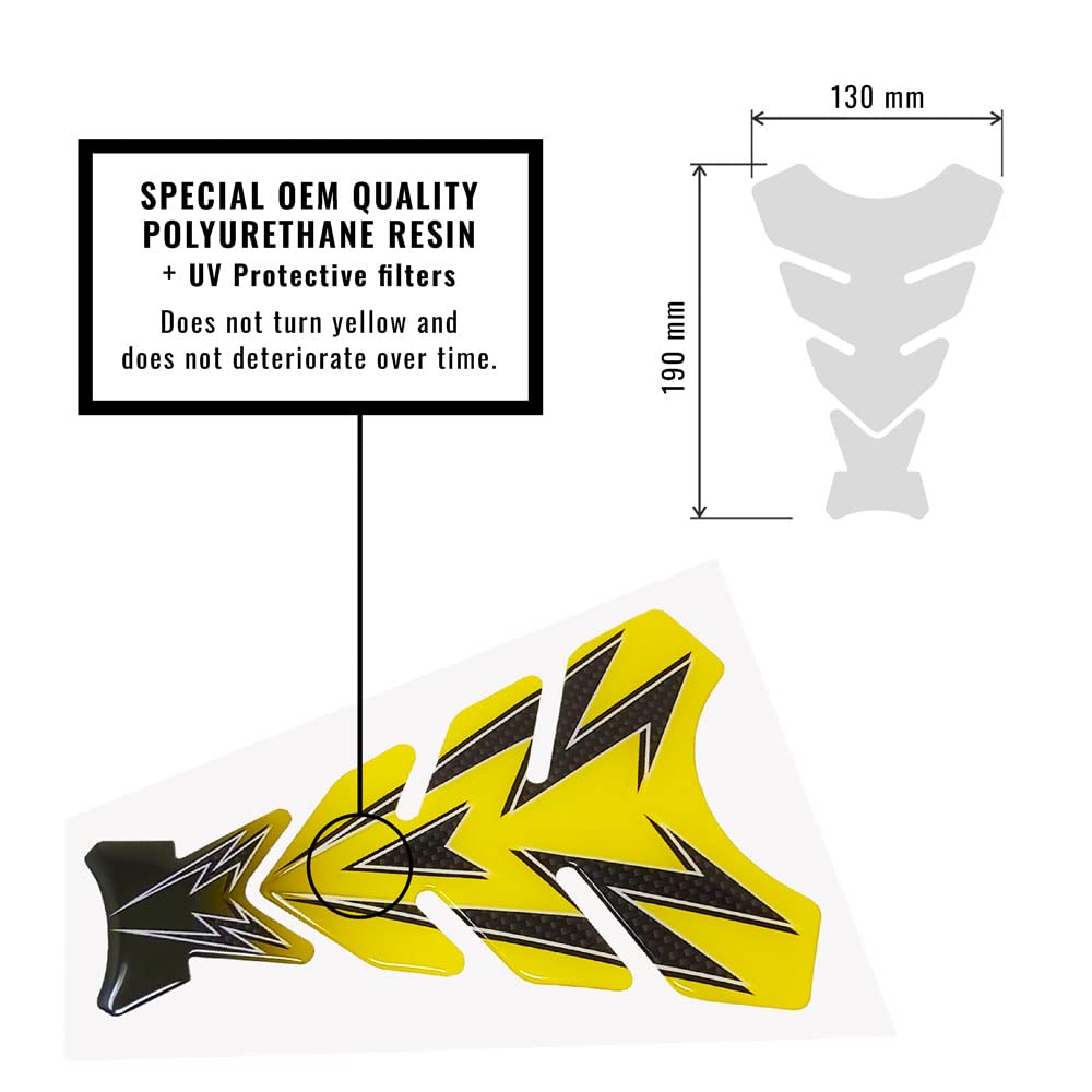 Protector de depósito Tank Pad adhesivo 3D para Moto Colors Amarillo, 13 x 19 cm