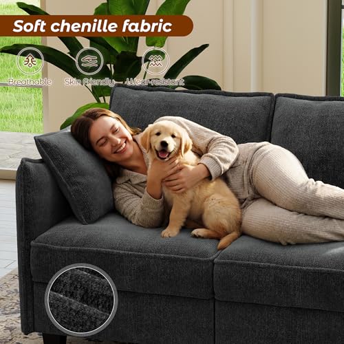 WorthFurni 112" Modular Sectional Sofa U Shape Couches with Storage Ottoman and Washable Cushion Cover for Living Room, Bedroom, Apartment(Black) - image 4