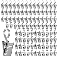 110 Stück Vorhang Clips mit Haken, Gardinenhaken mit Clips, Metall Gardinen Klammern Edelstahl Vorhangklammern Vorhang Clips, Gardienen Klemmen, Gardinenklammern für Schienen Fotos Licht Hängende