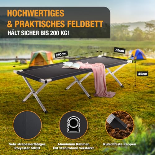 Campingliege Kronenburg Feldbett XXL für komfortables Schlafen im Freien