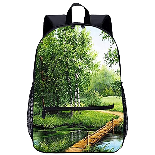 Sac à dos scolaire enfants grand format résistant paysage 3D