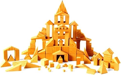 hand2mind Bloques sólidos geométricos de espuma con aspecto de madera (juego de 12)