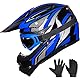 ILM Kinder Motocross Dirt Bike Motorradhelm ATV mit Goggles Sport Handschuhe ECE Approved B07,Blau Silber,Jugend-S