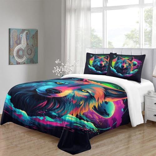 Parure de lit loup housse de couette anti-transpensation microfibre douce lit double 200x200 - 5