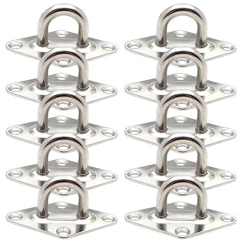 10 piezas de fijación de anillo de amarre, puente de acero inoxidable para ojo placas, gancho de amarre remolque de placa de ojal de acero inoxidable 304 para fijar remolques camiones barcos kayaks