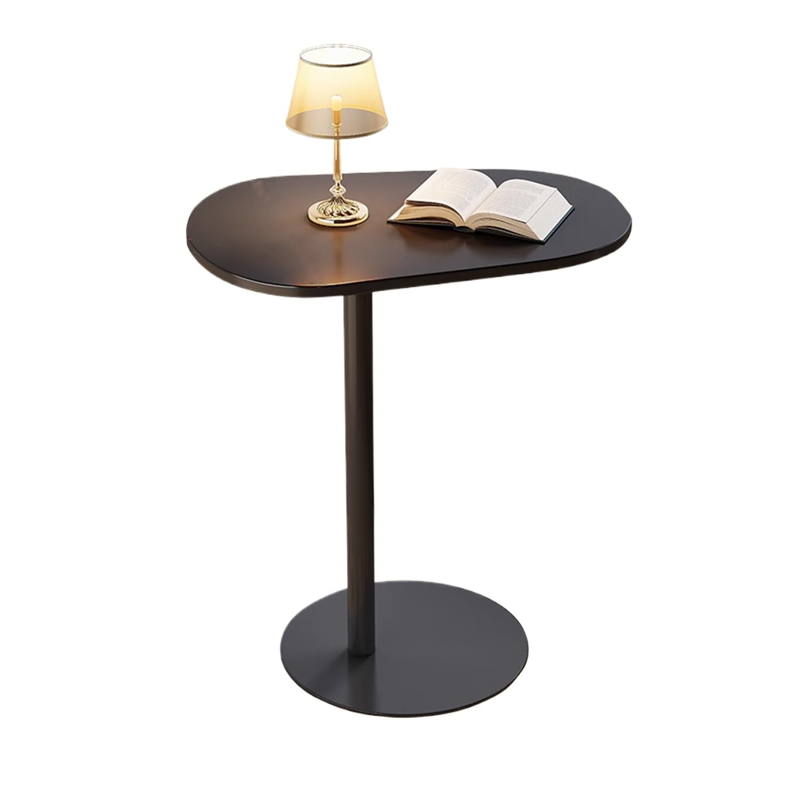 Mały Stolik Kawowy, Stolik Pomocniczy do Kanapy, Blaty Łupkowe Zagęszczone Wsparcie Struktura w Kształcie C, do Salonu Sypialni Wystrój Domu(Black,65CM)