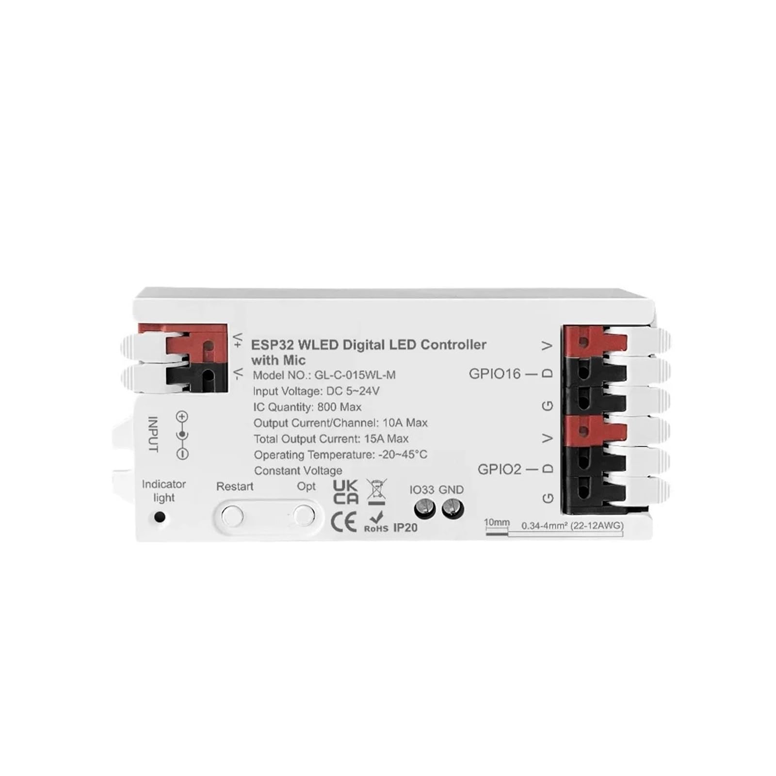Controlador LED SK6812 con ESP32 WLED para personalizar efectos de luz musicales